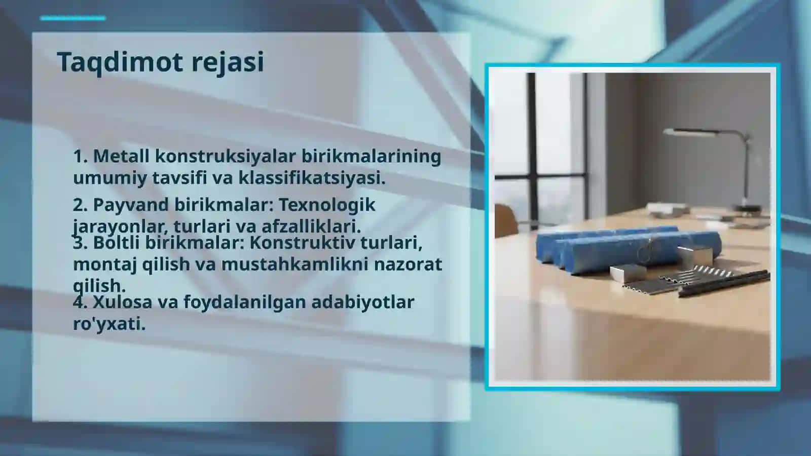 METALL KONSTRUKSIYALARNI BIRIKTIRISH USULLARI: PAYVAND VA BOLTLI BIRIKMALAR 2