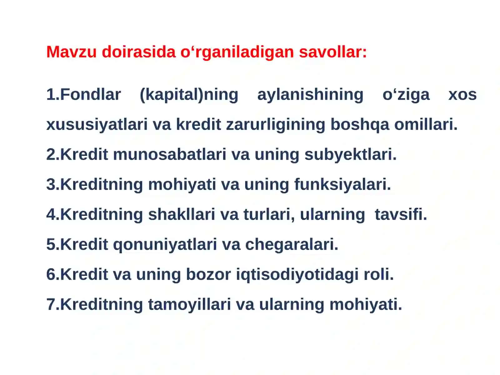 Tijorat banklarida tomonidan imtiyozliy kreditlash amalari 2
