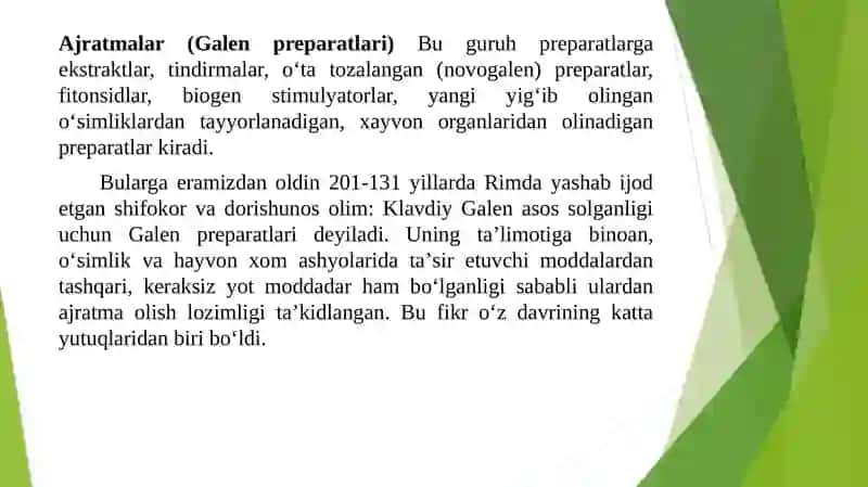 Spirtli ajratma nomenklaturasini olish usullari 2