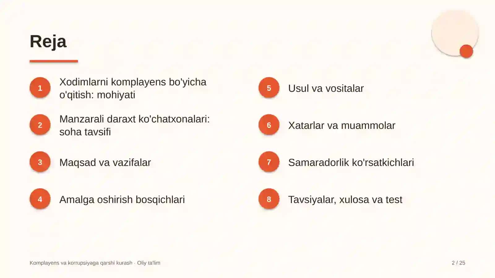 manzarali daraxt ko'chatxonalarida xodimlarni komplayens bo'yicha o'qitish 2122 2