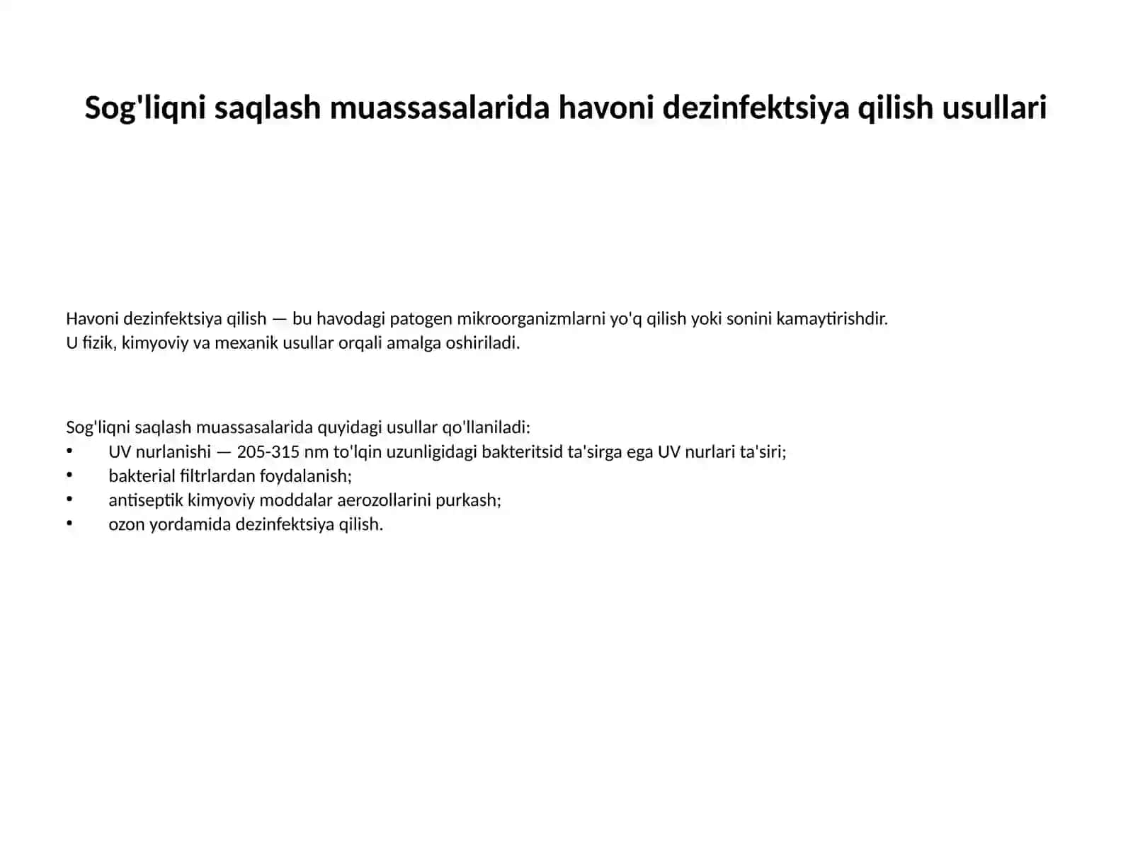 Havoni zararsizlantirishga sanitariya-epidemiologiya talablari 2