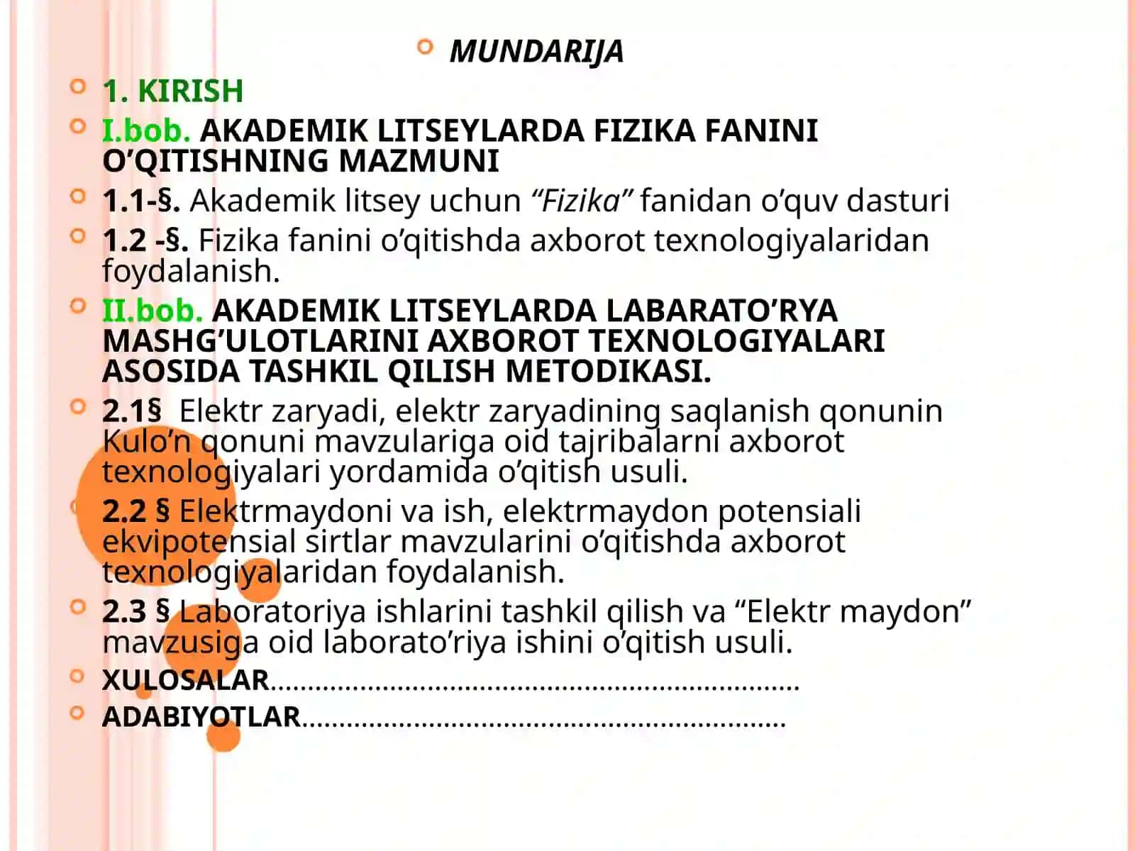 “Akademik litseylarda fizika fanidagi “elektrostatika” bobidan laboratoriya mashg’ulotlarini o’tkazishda axborot texnologiyalaridan foydalanish” 2