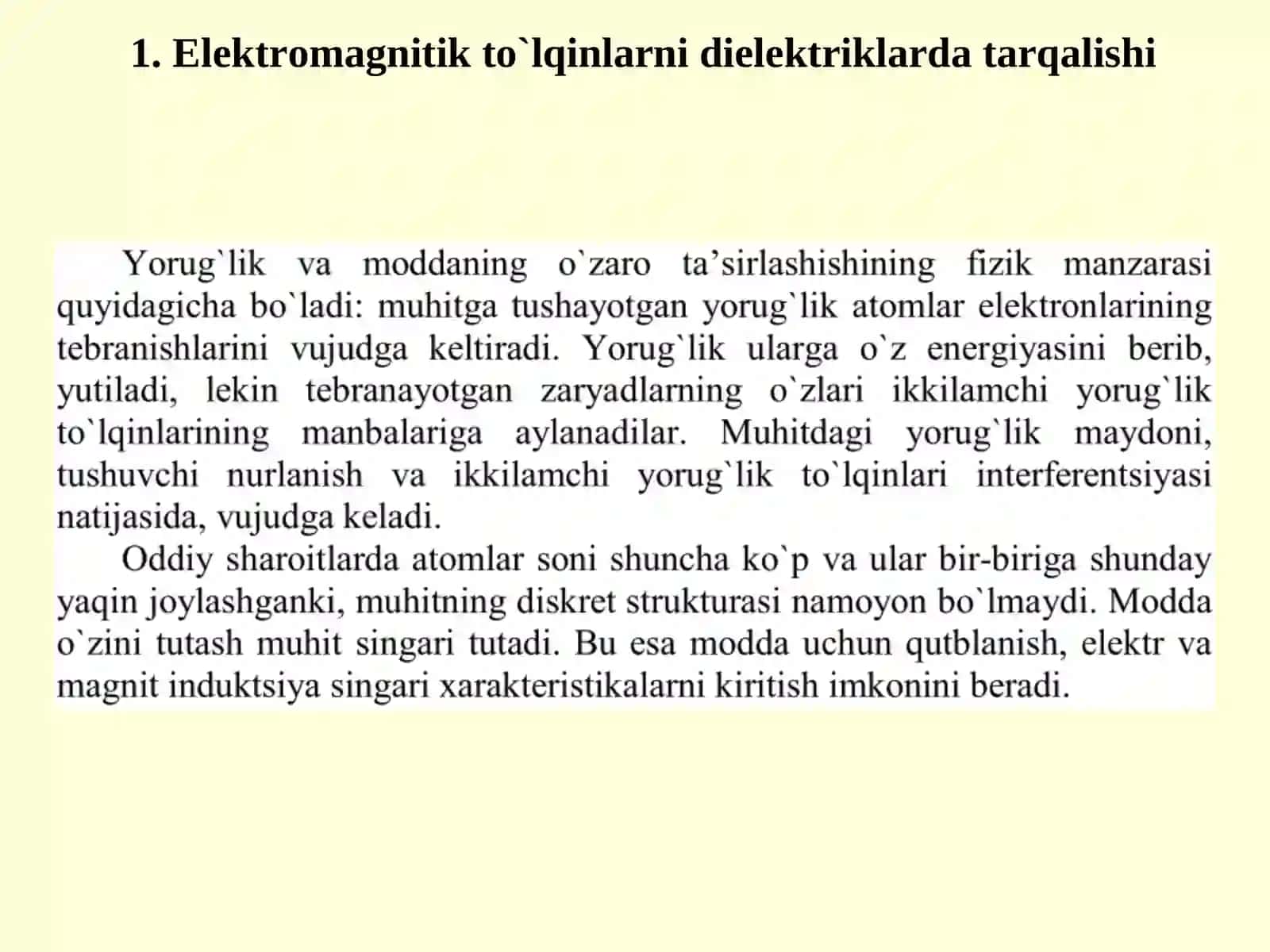 Elеktrоmagnitik to`lqinlarni dielеktriklarda tarqalishi 2