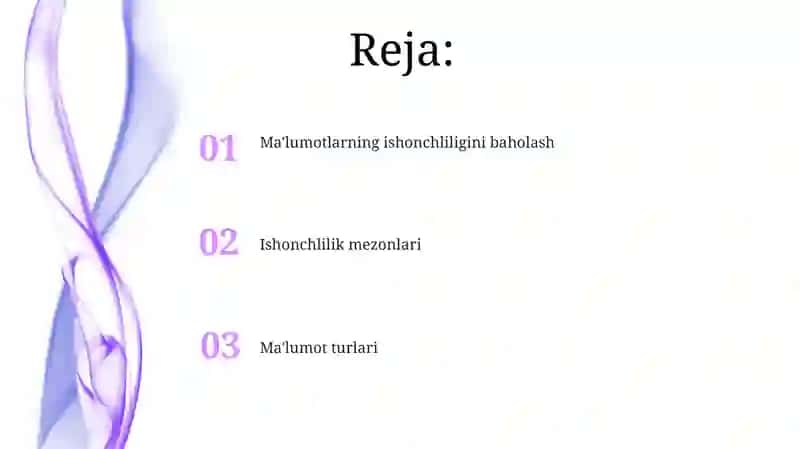 Ma'lumotlarning ishonchliligini baholash 2