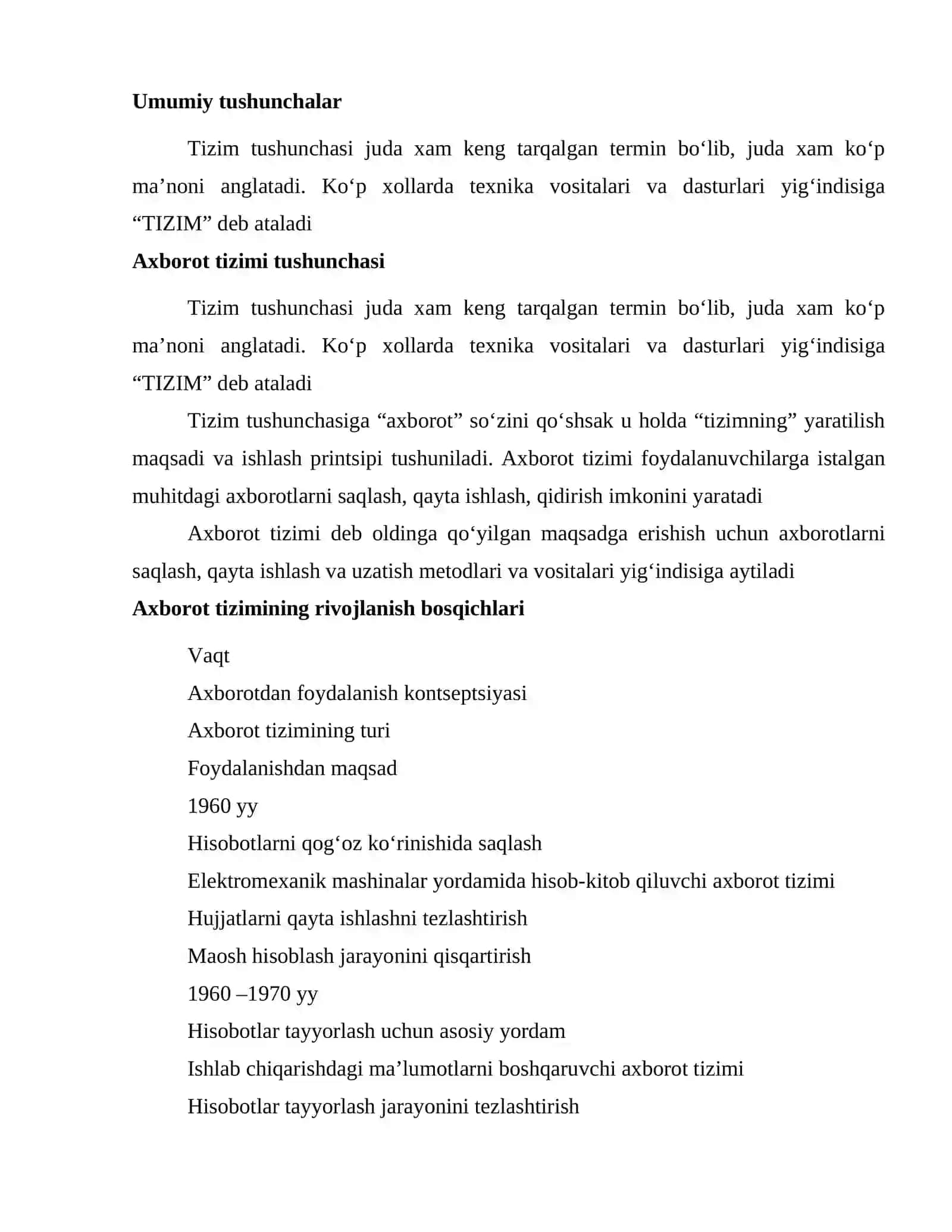 Axborot tizimlari 2