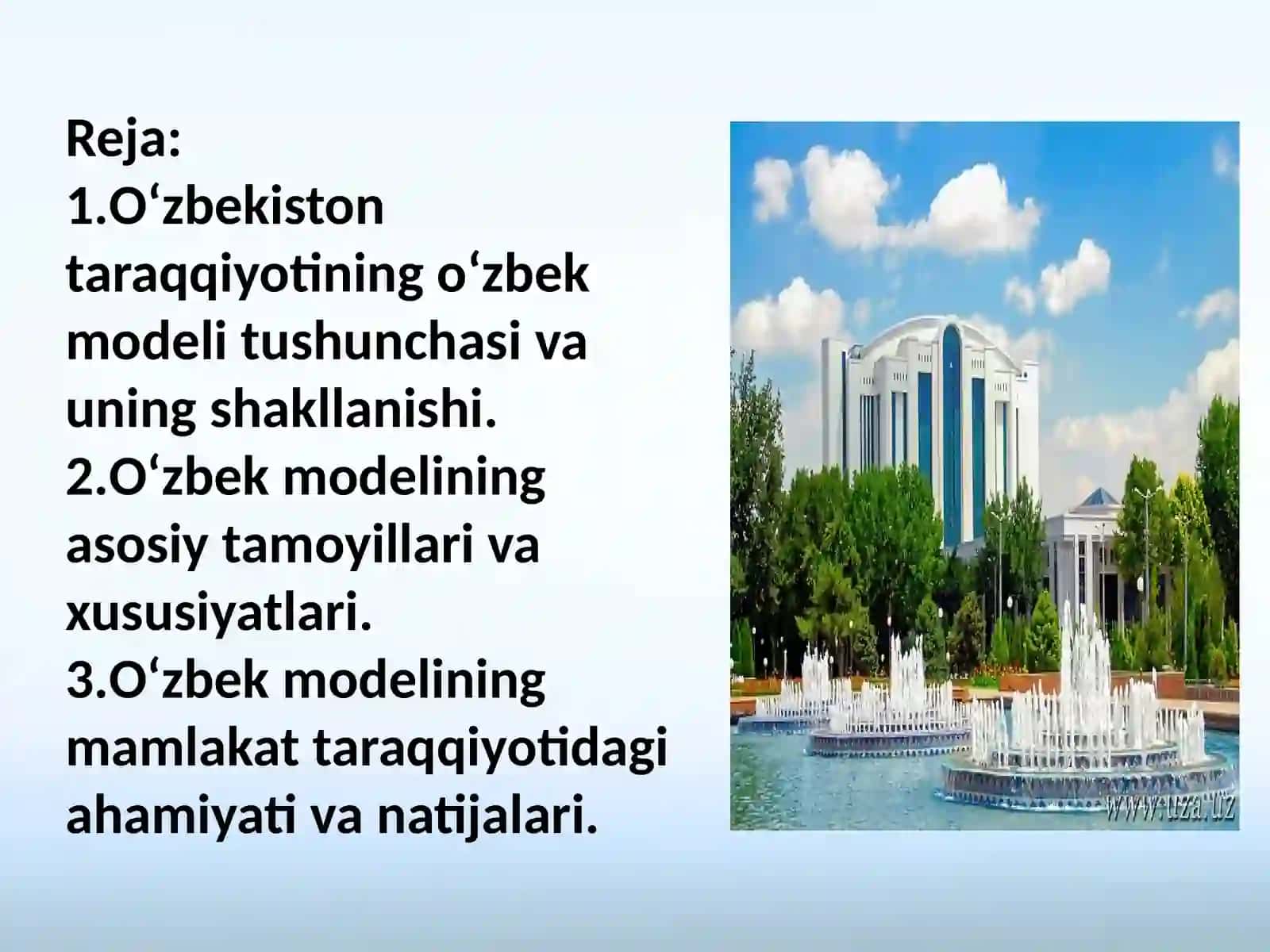 Oʻzbekistonning taraqqiyotining oʻzbek modeli 2