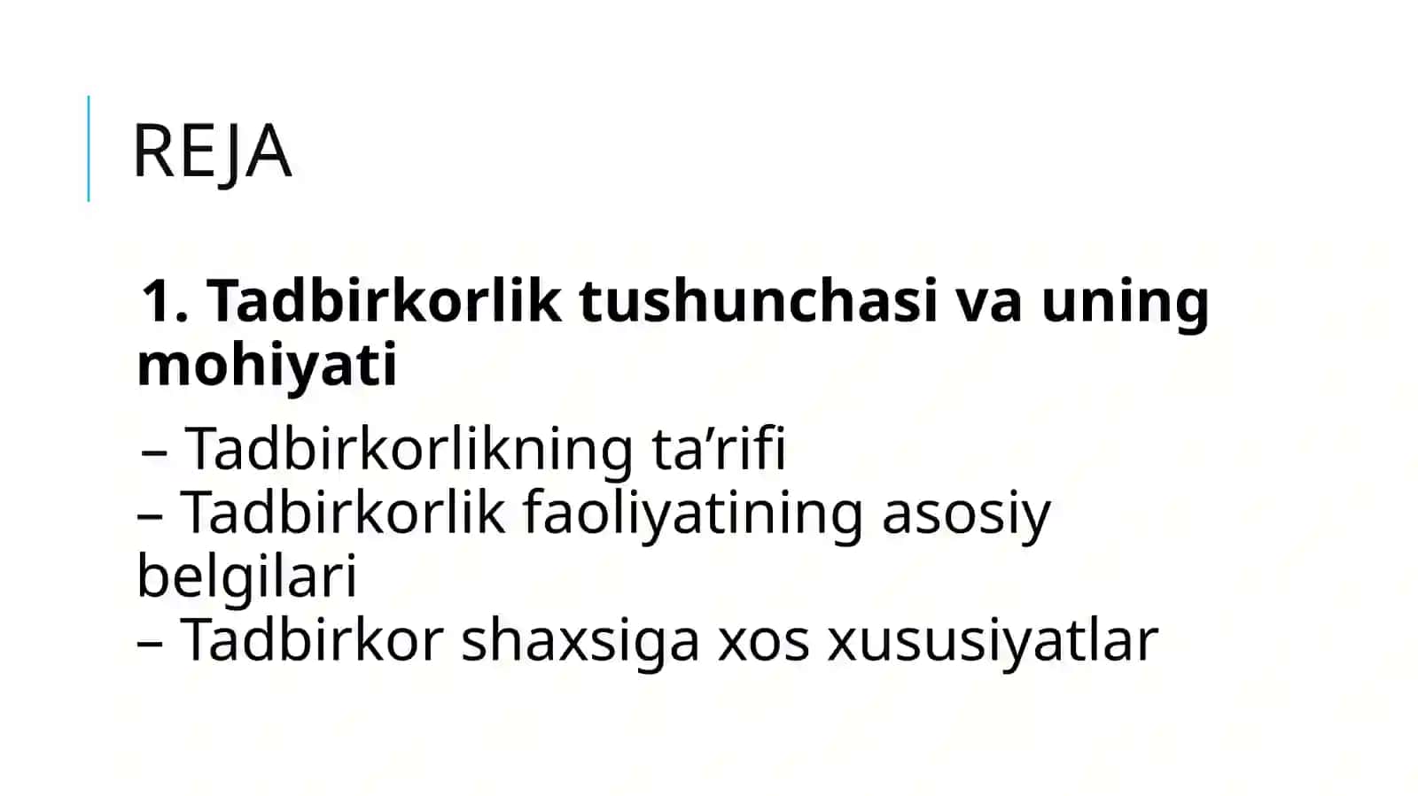 Tadbirkorlikga Foiliyatga Kirish 2