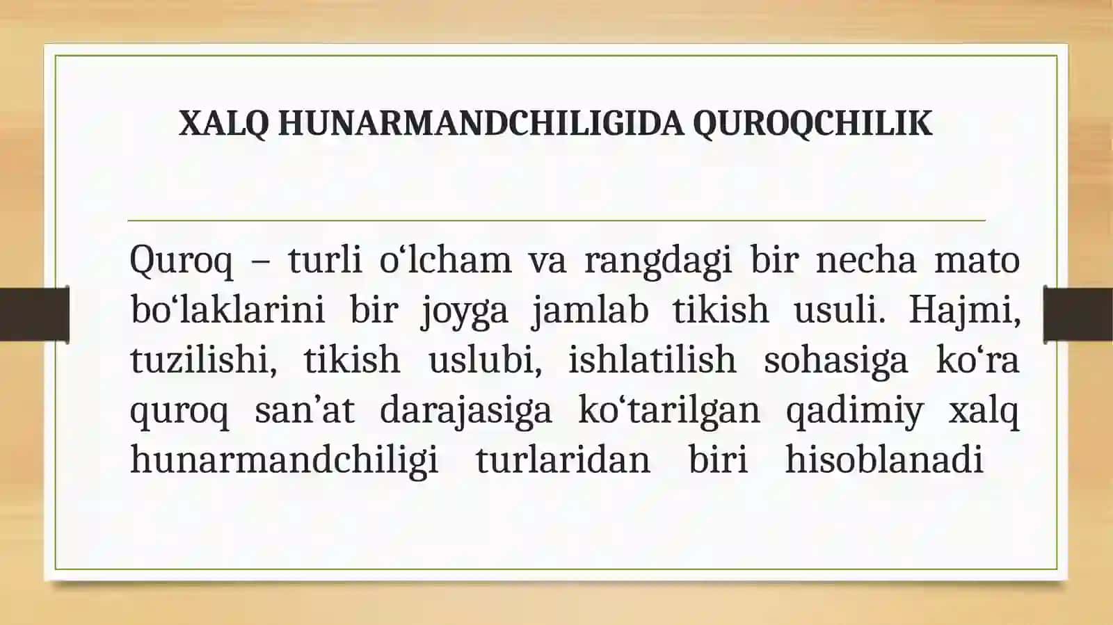 XALQ HUNARMANDCHILIGIDA QUROQCHILIK 2
