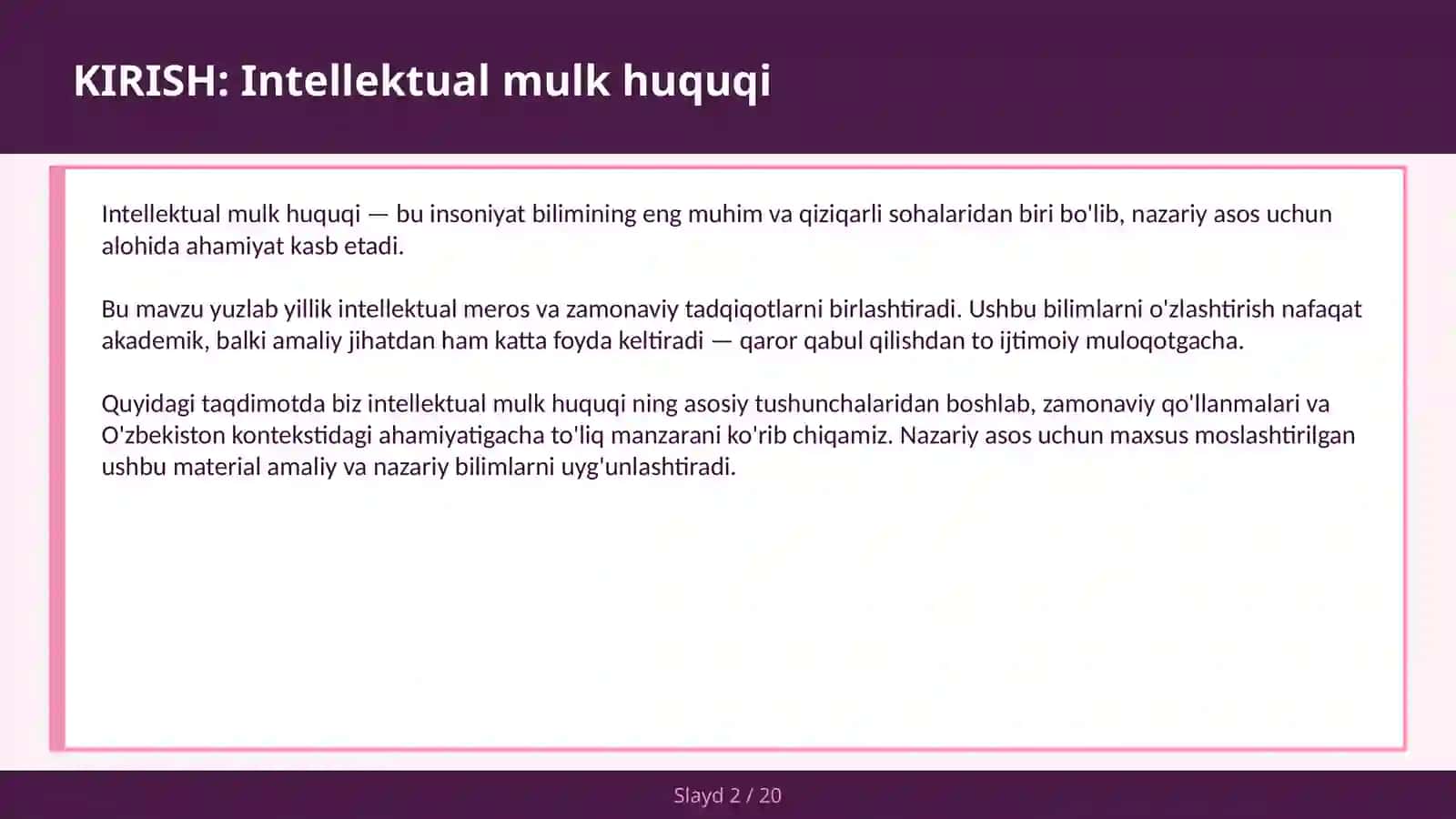 INTELLEKTUAL MULK HUQUQI 2