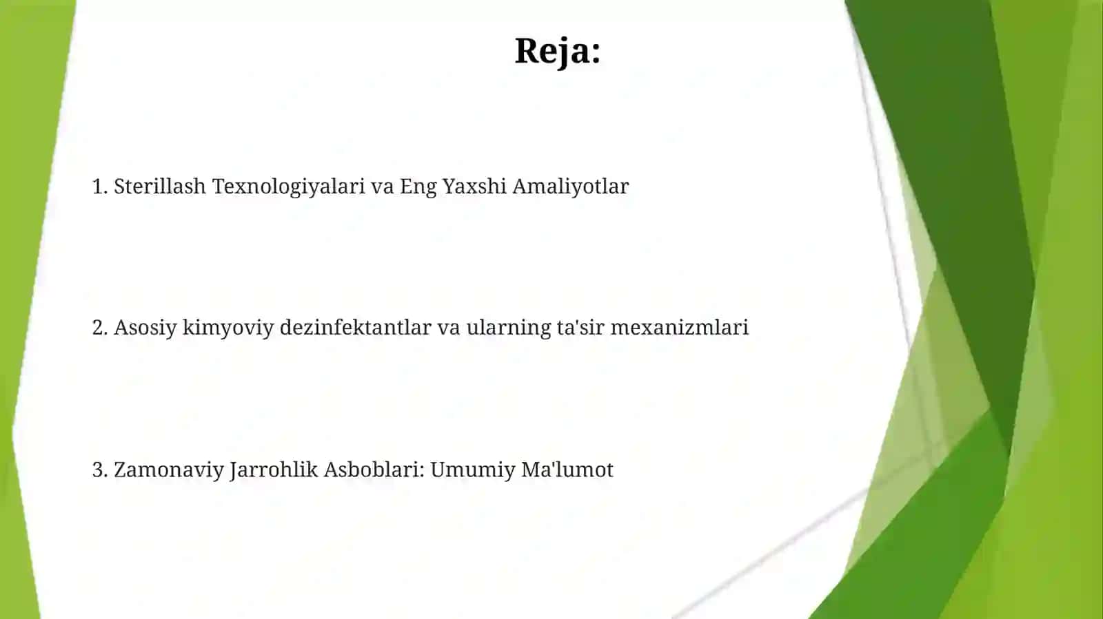 Zamonaviy xirurgik asboblar. Dezinfeksiya uchun qo'llaniladigan asosiy kimyoviy vositalar 2