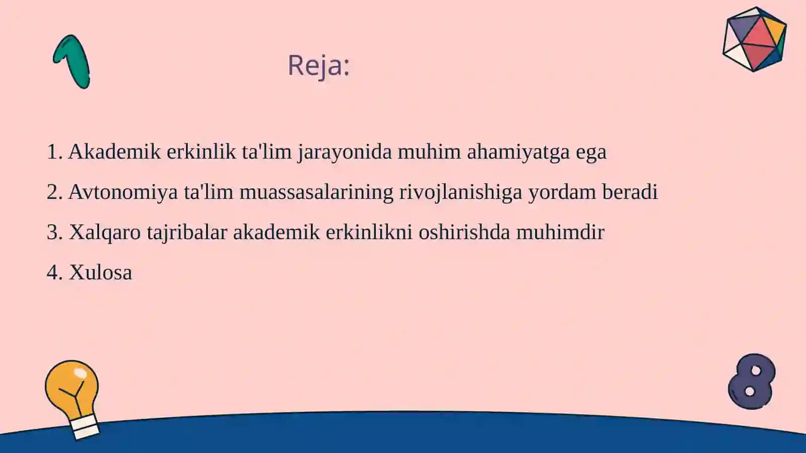 Akademikerkinlik va avtonomiya xalqaro tajribalar 2