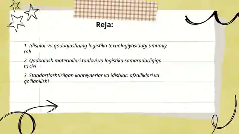 Logistika texnalogiyasida idishlar va qadoqlashning oʻrni 2