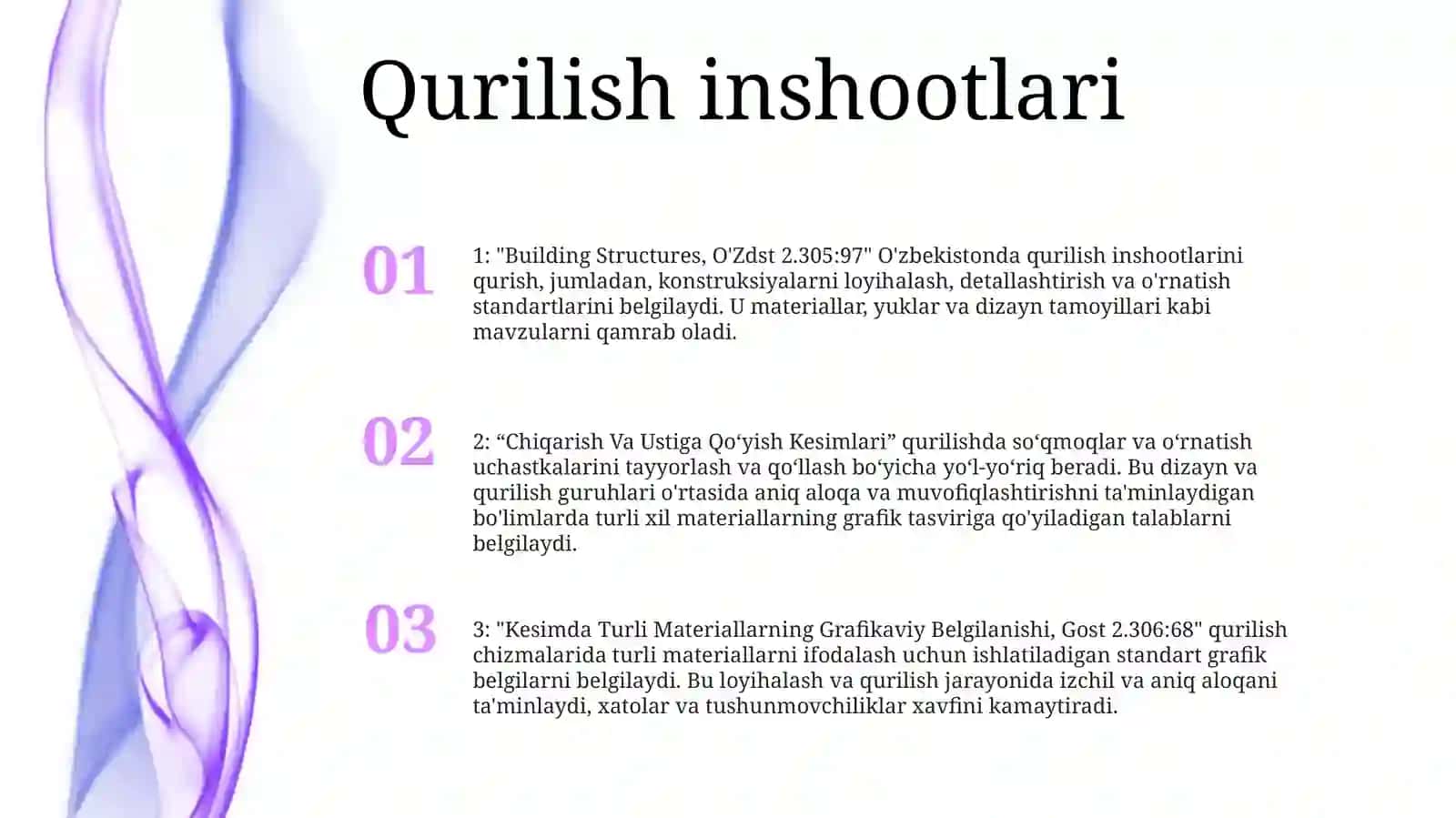 O'Zdst 2.305:97 "Qirqimlar Va Kesimlar". Chiqarish Va Ustiga Qo'Yish Kesimlari. Kesimda Turli Materiallarning Grafikaviy Belgilanishi, Gost 2.306:68 2
