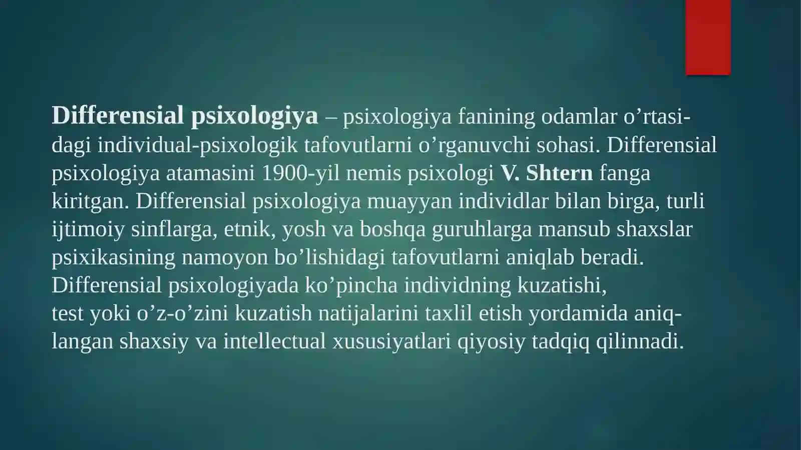 Differinsial psixologiyasi –individual farqlar haqidagi fan sifatida 2