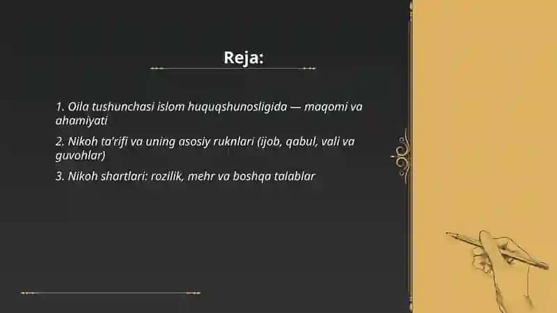 Islom Huquq shunosligida Oilavoy G'ayrati 2