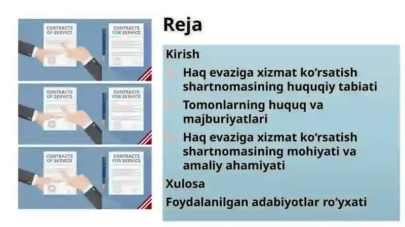 Haqevazi gaxizmat ko‘rsatish shartnomasi 2