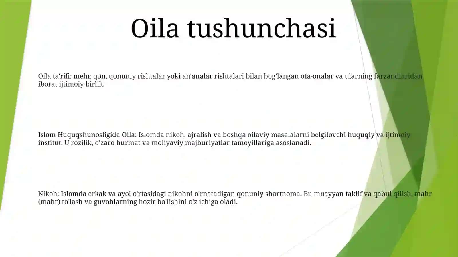 Islom Huquqshunosligida Oila, Nikoh, Taloq, Idda, ZihorTushunchalariningTa'Riflash 2