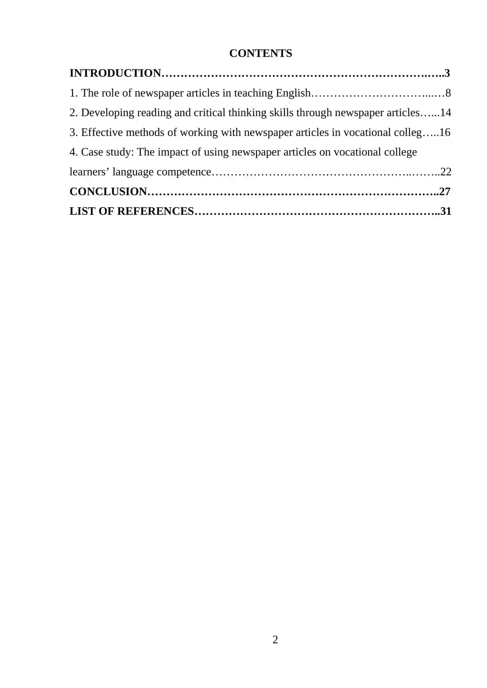Course Paper: Working on Newspaper Articles with Vocational College Learners 2