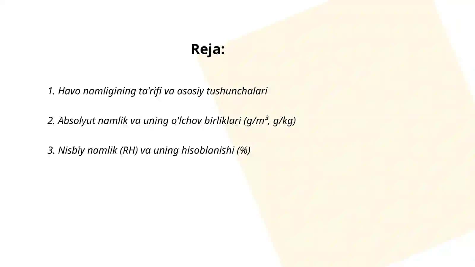 Havo namligi va uni o'lchash 2