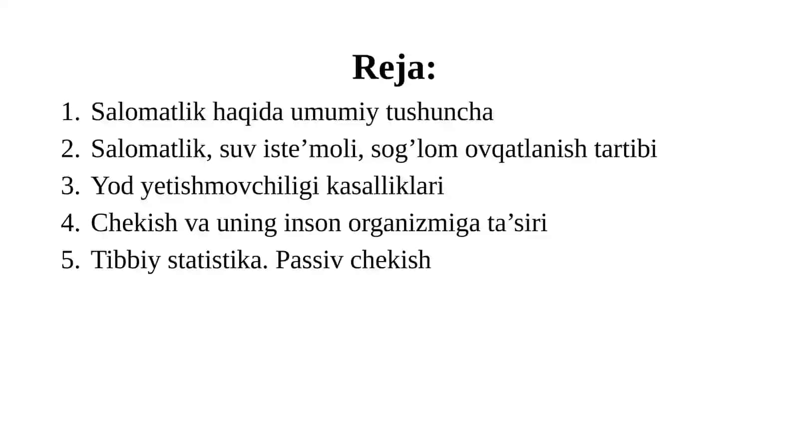 Salomatlikning umumiy muammolari 2