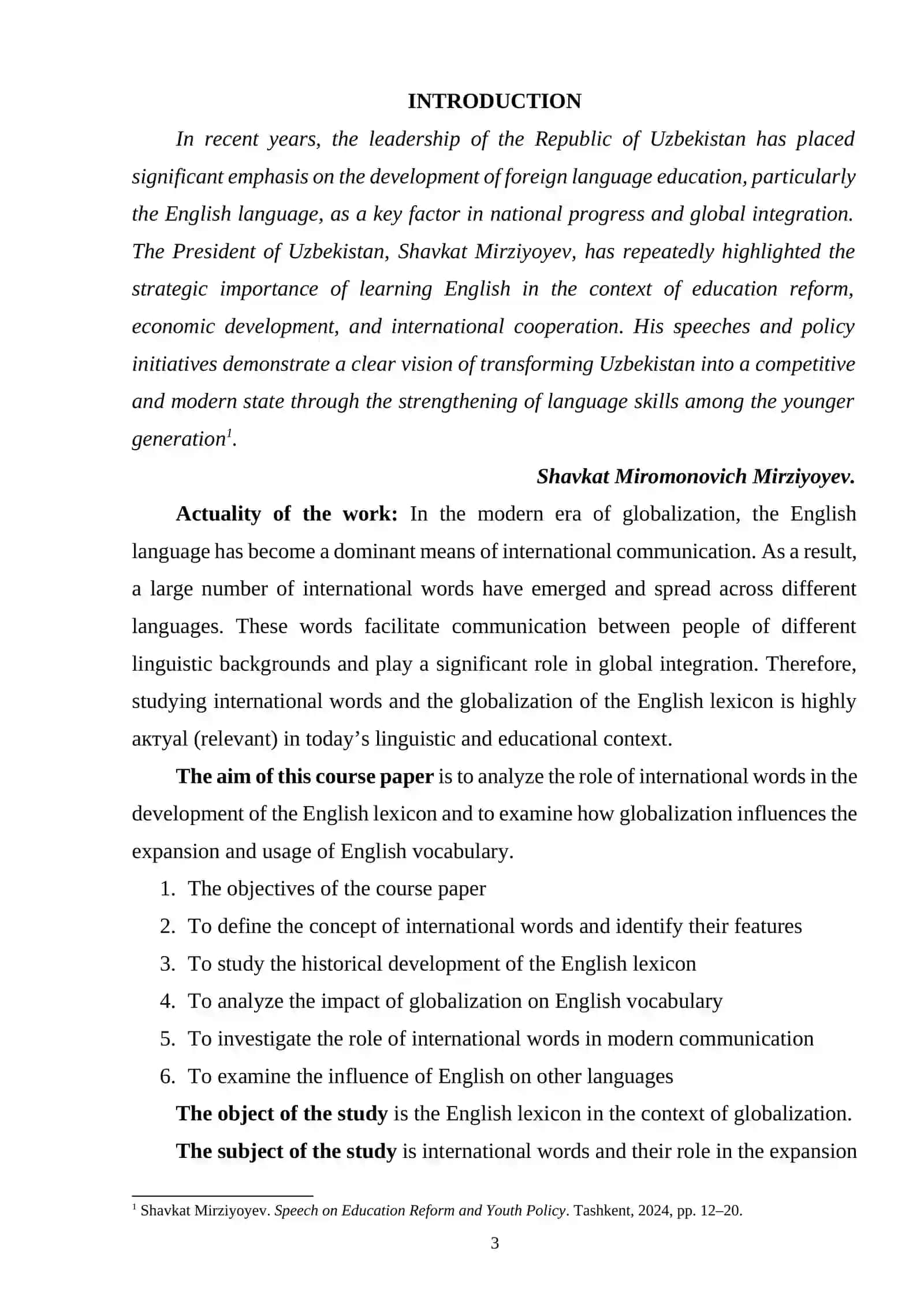 International words and globalization of English Lexicon 2