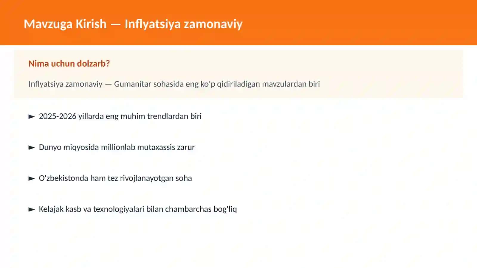Inflyatsiya zamonaviy 2