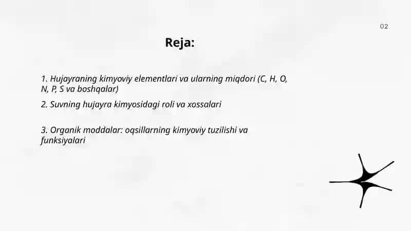 Hujayraning kimyoviy tuzilishi 2