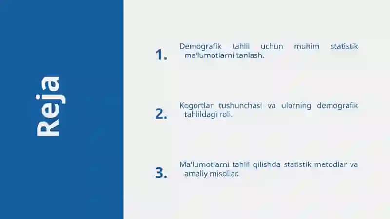 Demografik Tahlil uchun Statistik Ma'lumotlar 2