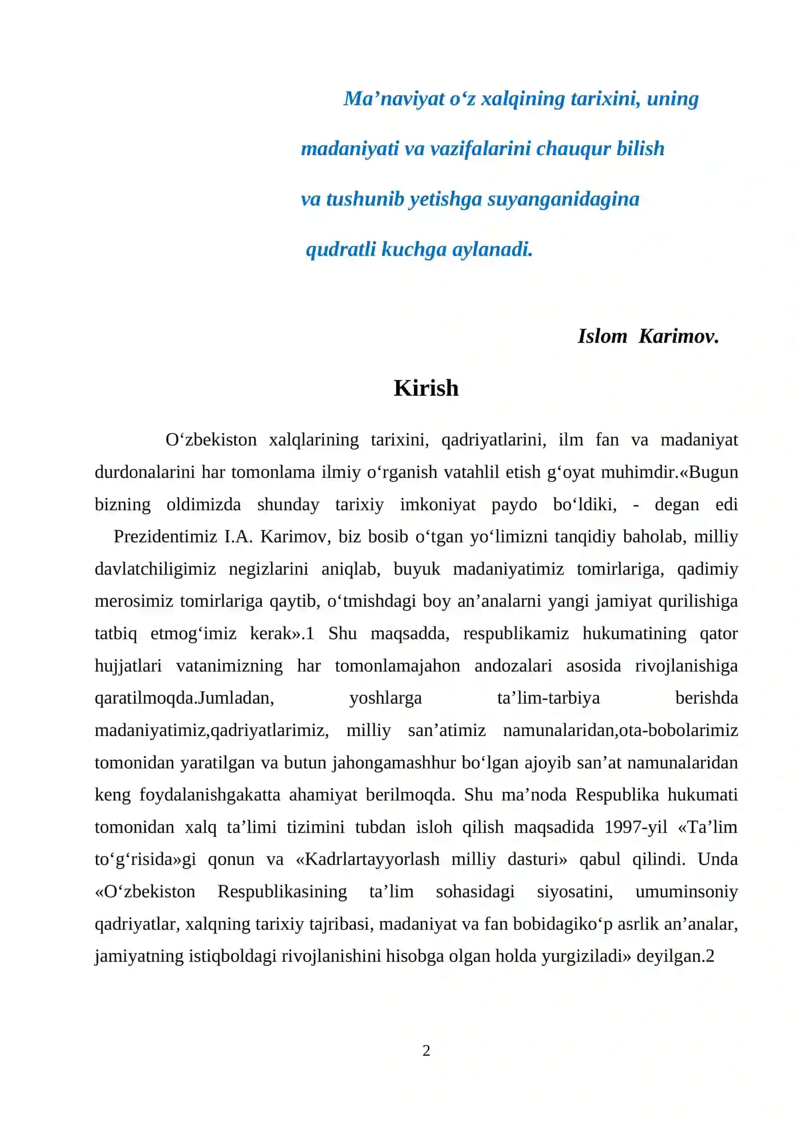 Milliy naqqoshlik usulida buyumlar bajarish texnologiyasi.docx Bitiruv malakaviy ishi. Kurs ishi 2