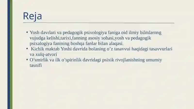 Yosh va pedagogik psixologiya fanining tadqiqot sohasi va muammolari doirasidagi manbalar bilan tani 2
