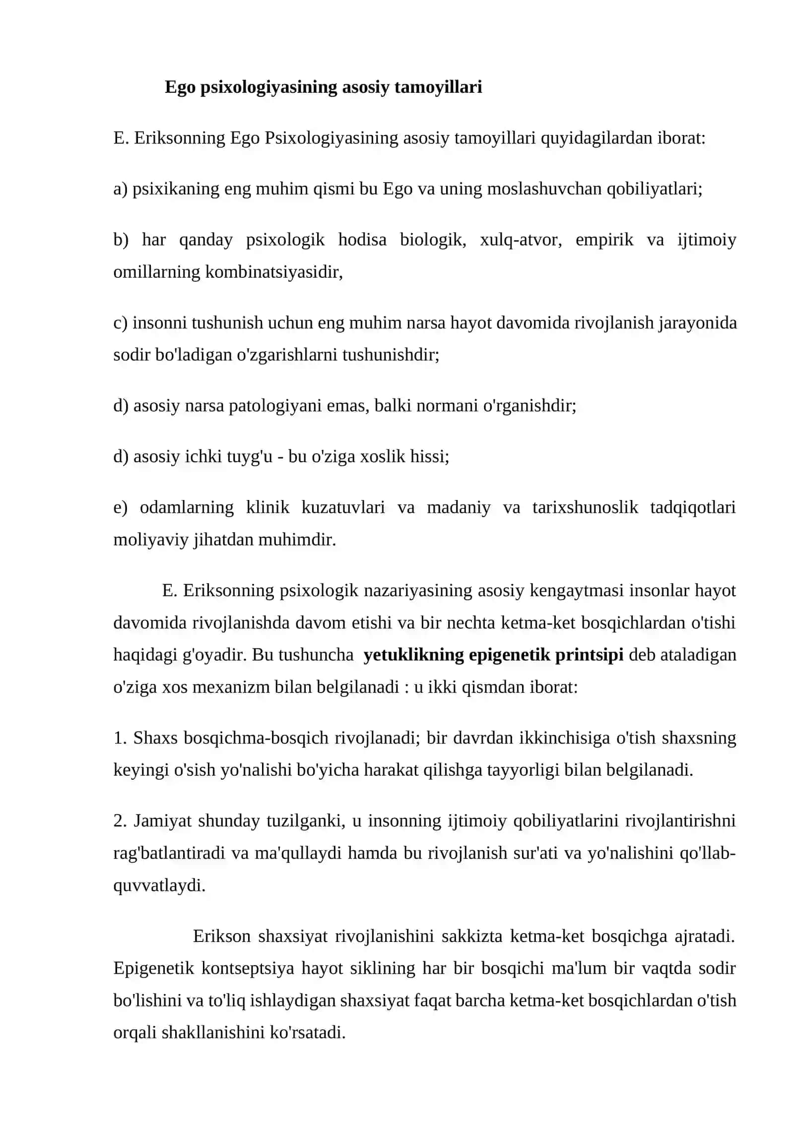 E.Eriksonning "Ego-psixologiya" asari 2