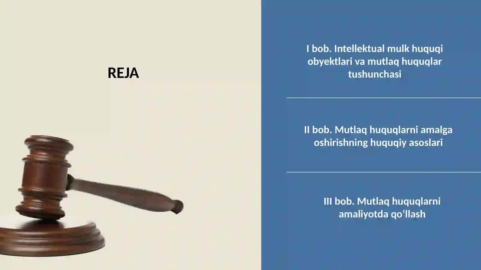 “Intellektual mulk huquqi obyektlariga nisbatan mutlaq huquqlarni amalga oshirishning huquqiy asoslari” 2