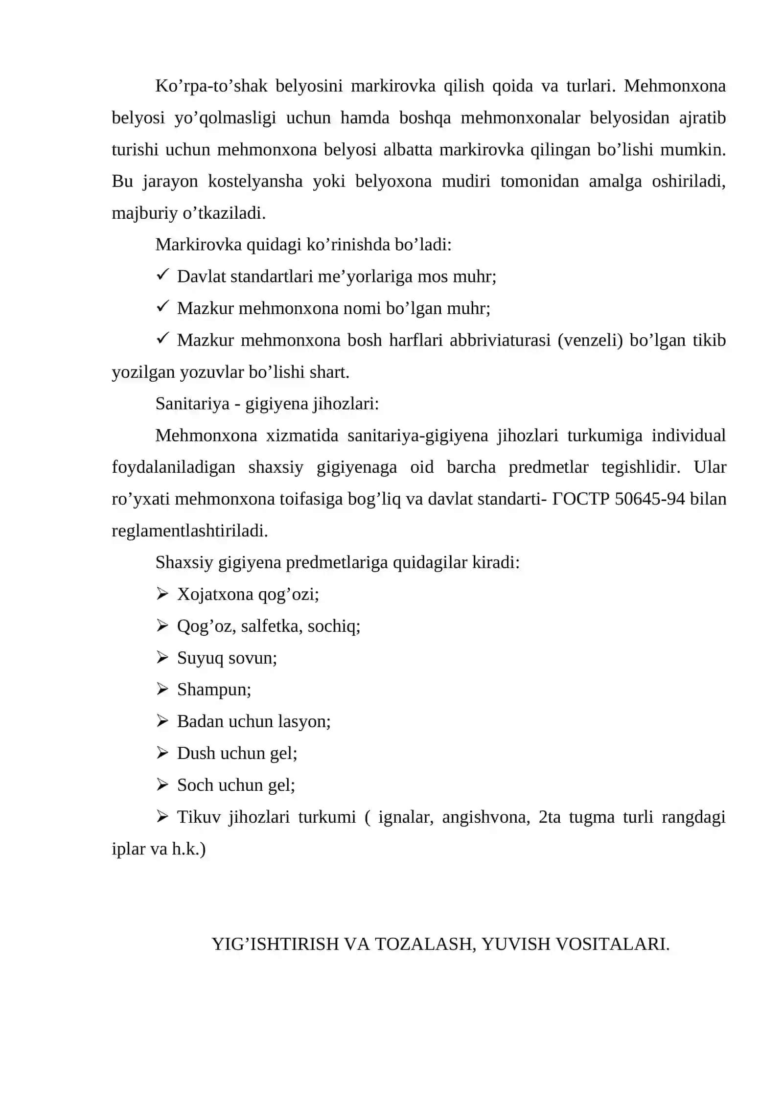 Yig’ishtirish va tozalash, yuvish vositalari 2