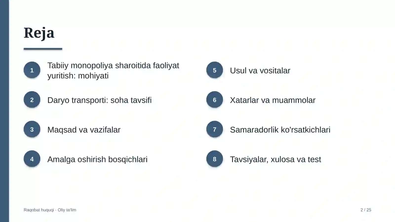 Daryo transportida tabiiy monopoliya sharoitida faoliyat yuritish tartibi 2