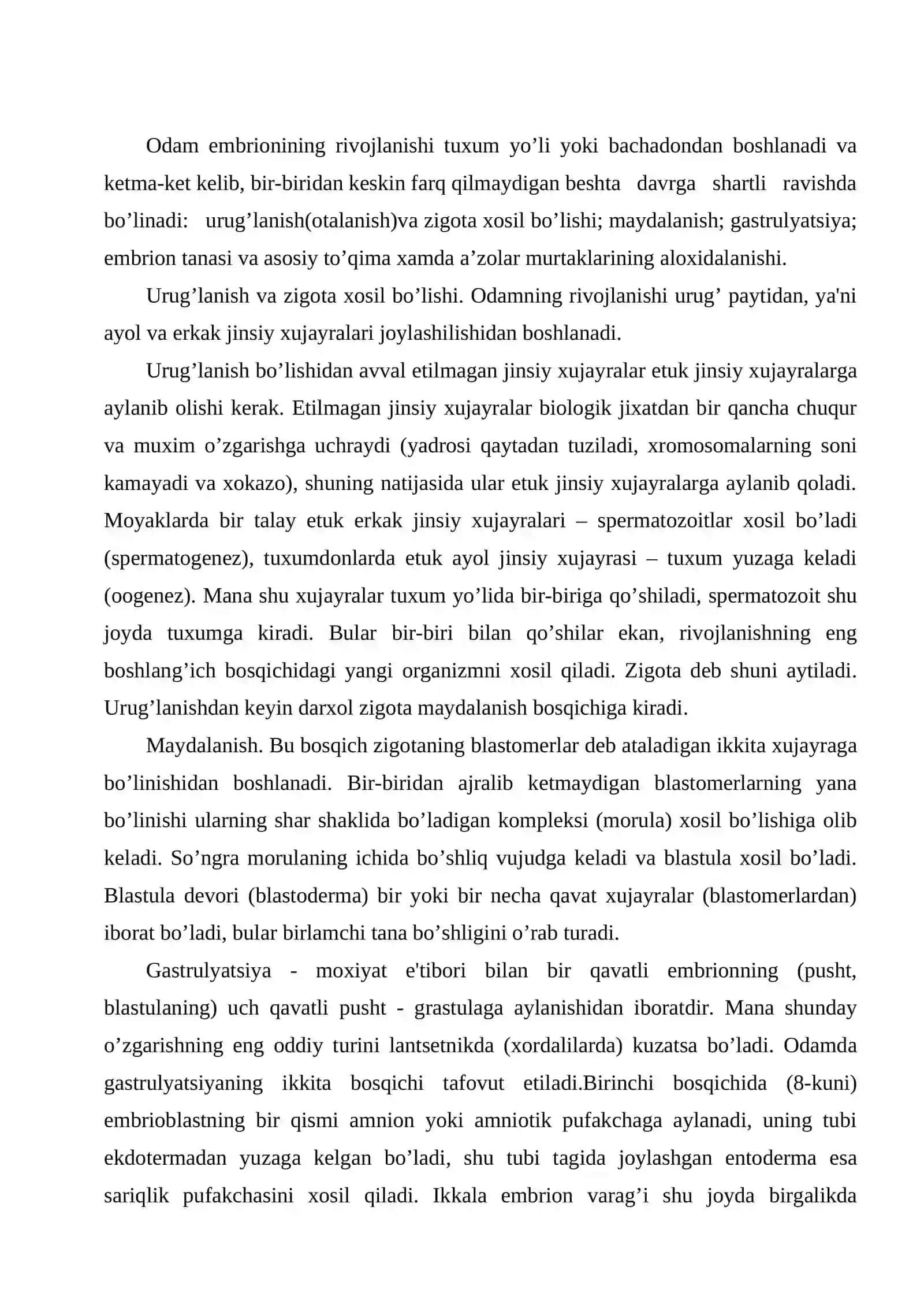 Embriologiya elementlari 2