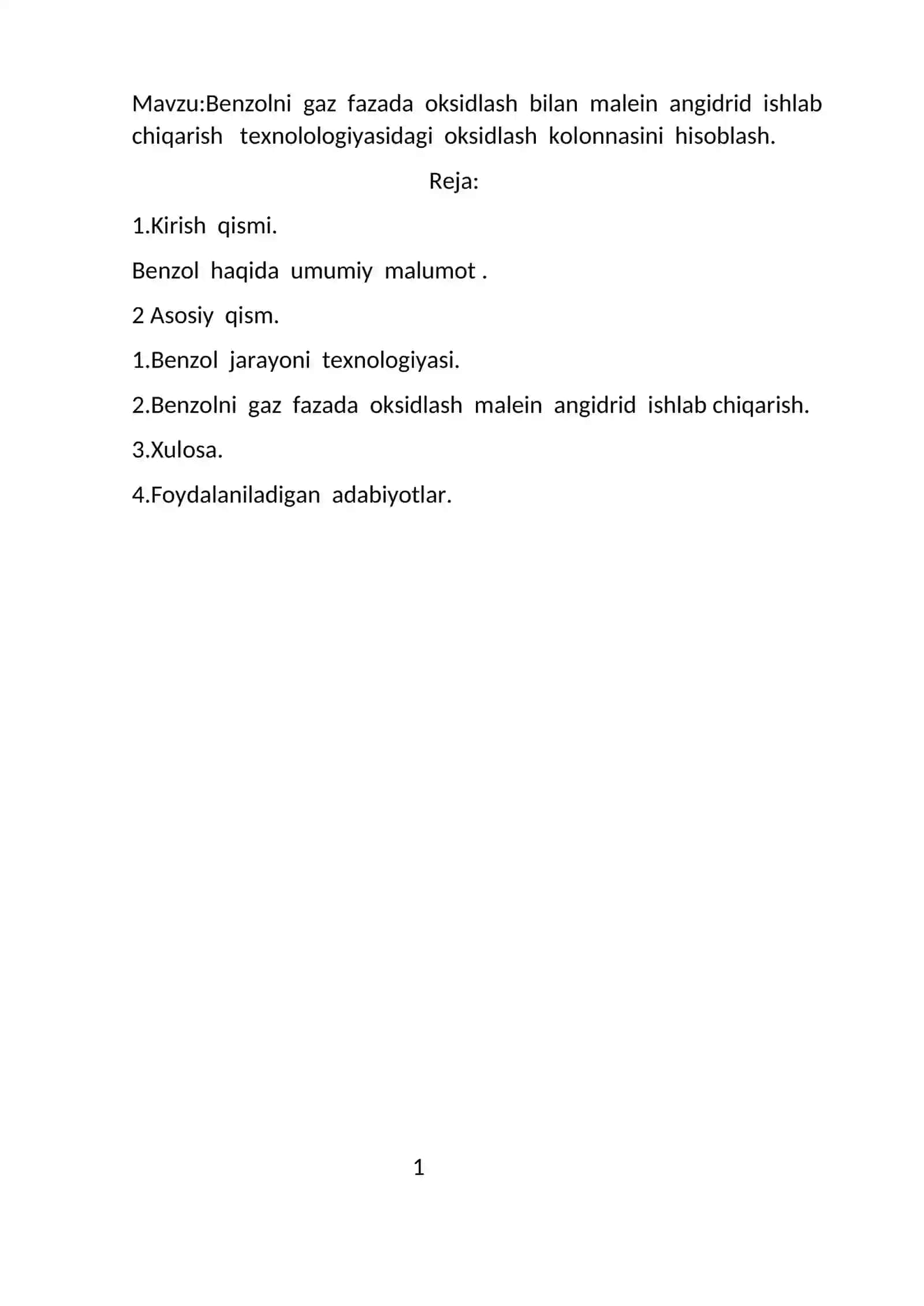 Benzolni gaz fazada oksidlash bilan malein angidrid ishlab chiqarish texnologiyasidagi oksidlash kolonnasini hisoblash 2
