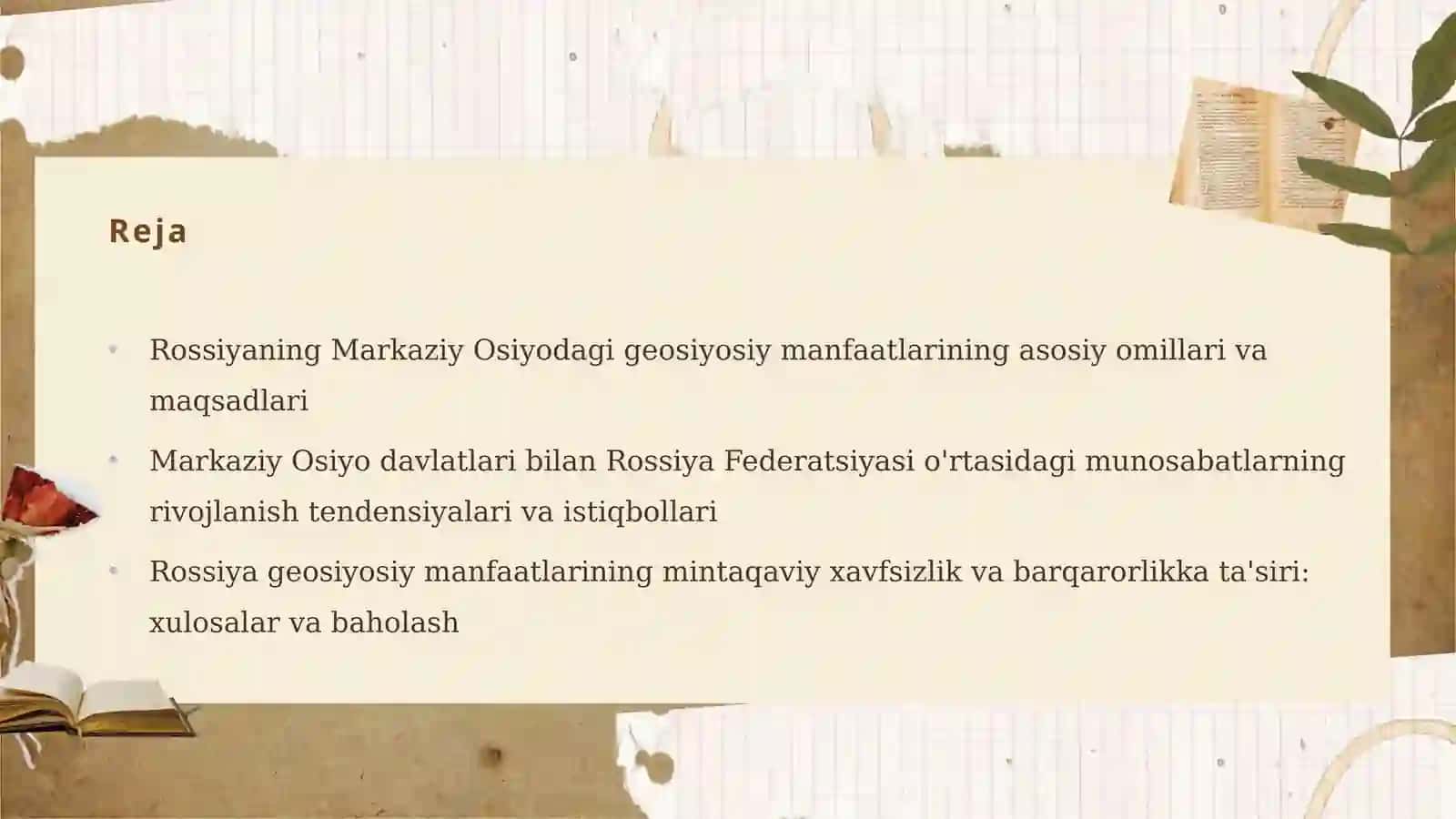 Rossiya Federatsiyasining Markaziy Osiyo mintaqasidagi geosiyosiy manfaatlari 2