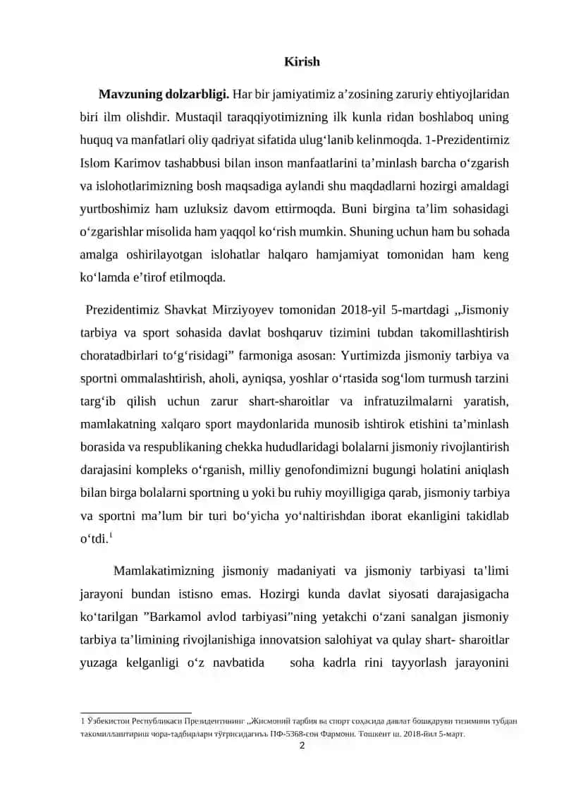 Jismoniy Madaniyat Nazariyasi va Metodikasi 2