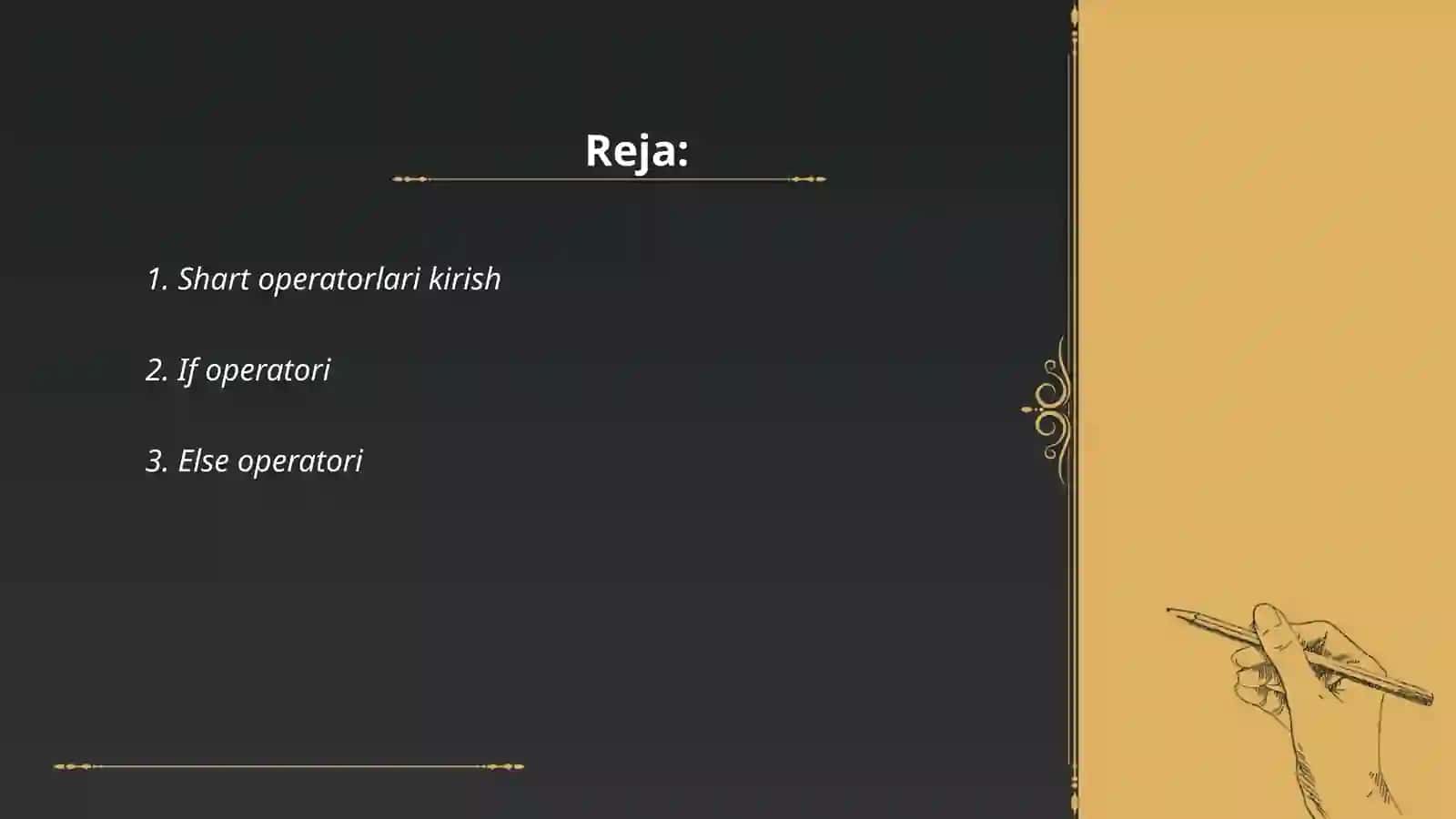 Python dasturlash tilida shart operatorlari 2