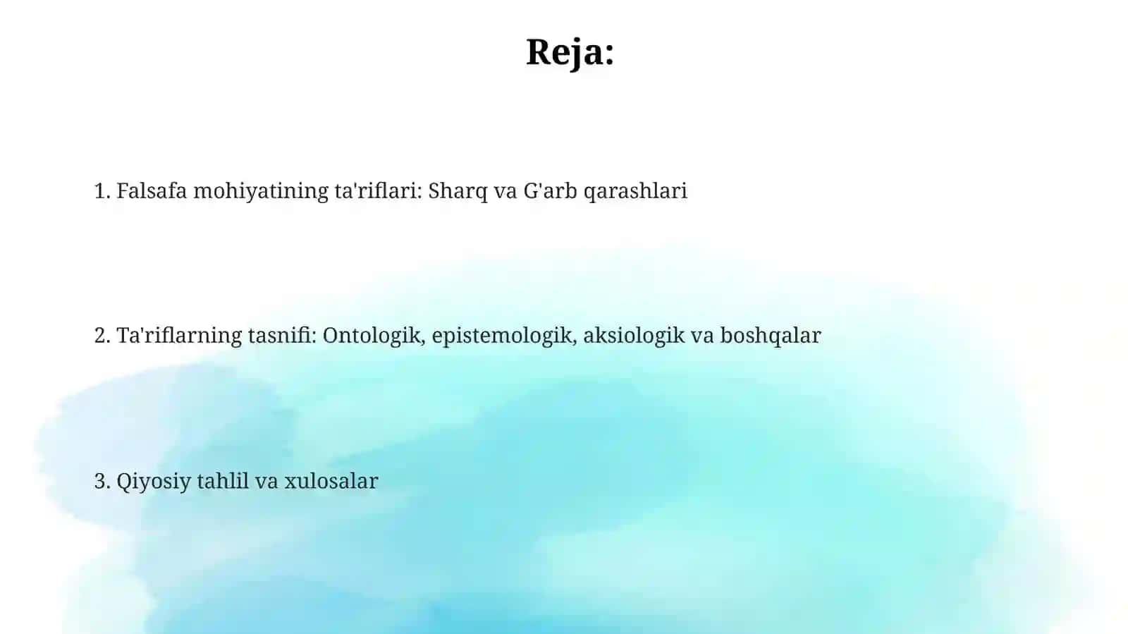 Falsafaning mohiyatiga oid Sharq va Gʻarb mutafakkirlari ta'riflarini tasniflash 2