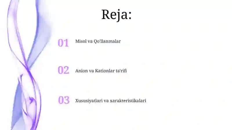 Anionlar va kationlar umumiy takrorlash 2