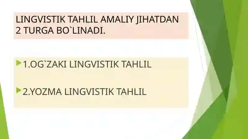 TAHLIL TIPLARI. TAHLILGA TAYYORGARLIK BOSQICHLARI 2