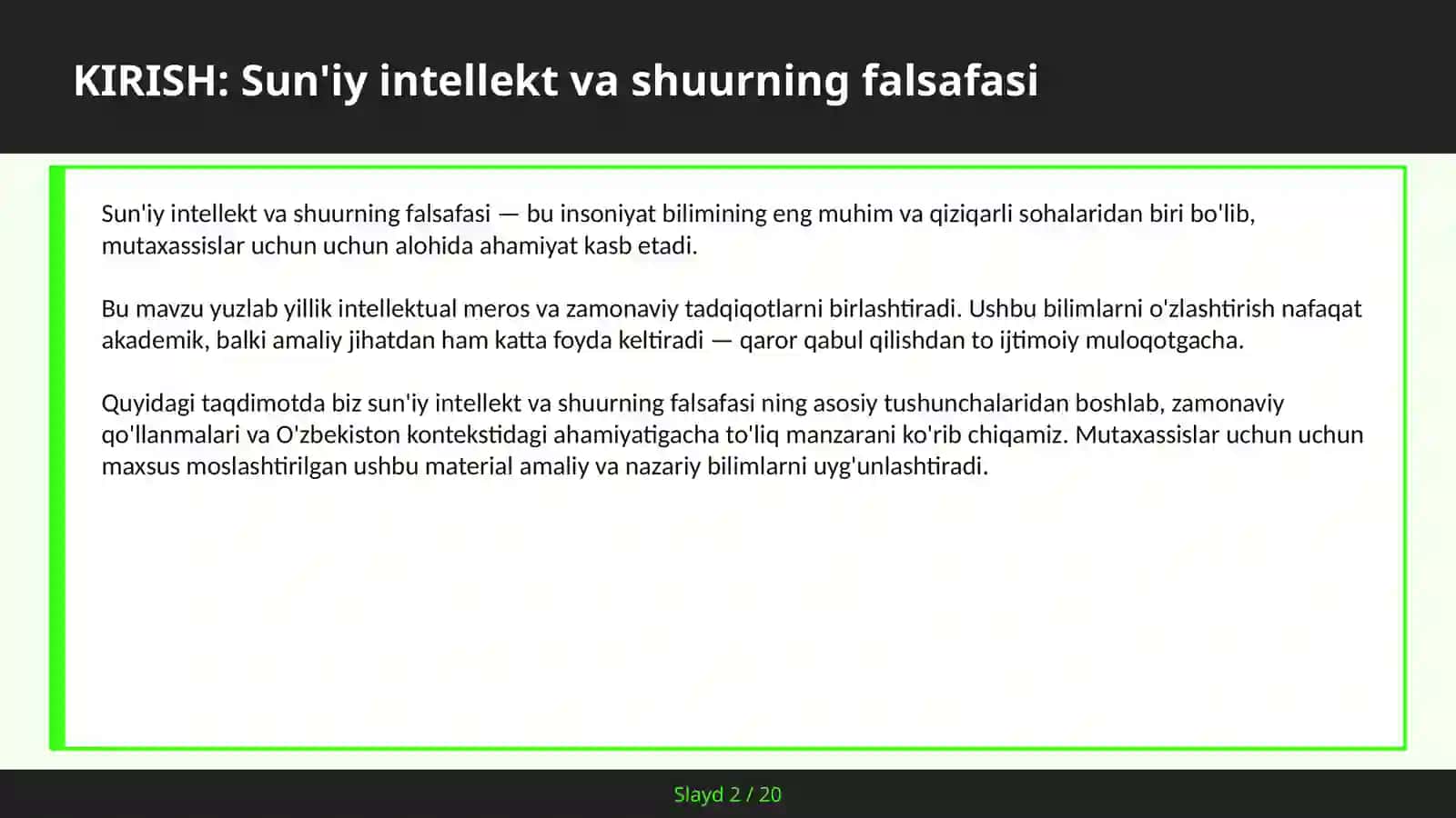 SUN'IY INTELLEKT VA SHUURNING FALSAFASI 2