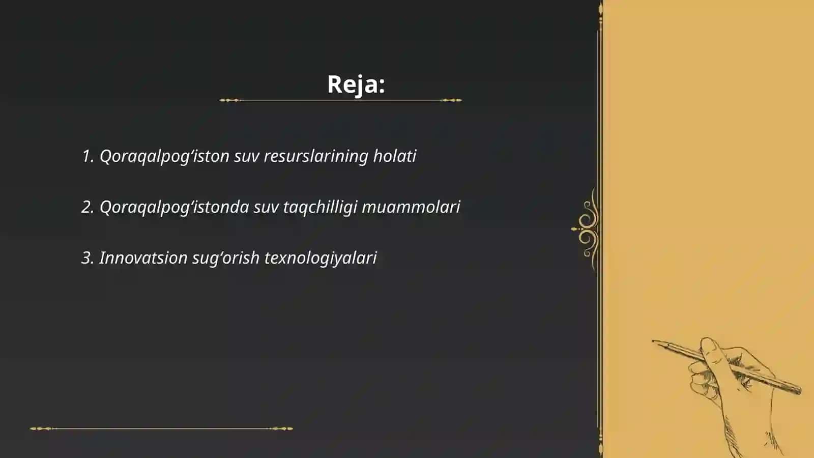 Qoraqalpoĝiston suv resurslari va sanoatda innavatsion sugʻorish tarmoqlari 2