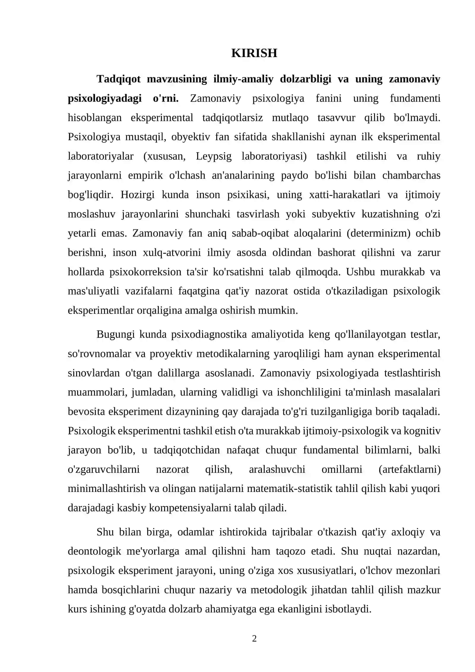 Psixologik eksperiment jarayoni va uning asosiy xususiyatlari 2