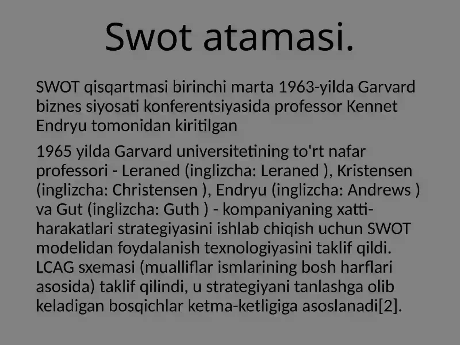 SWOT TAHLIL MAZMUNI 2