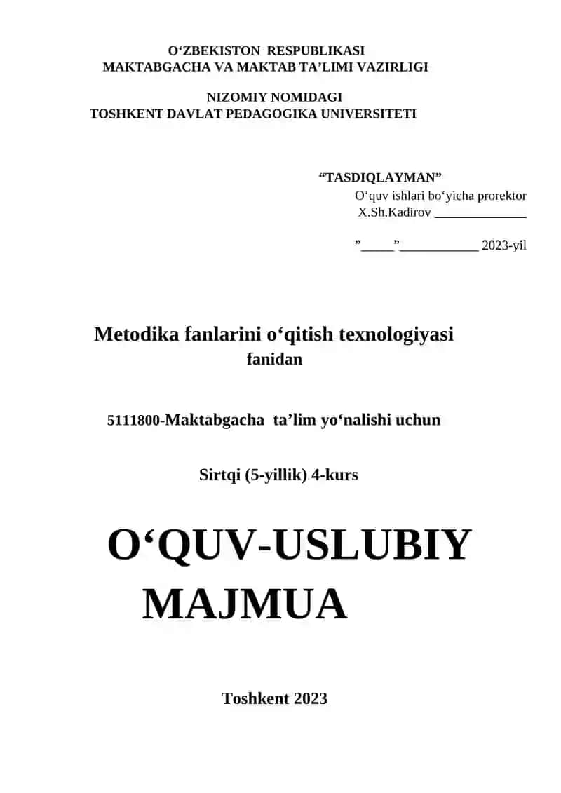 Metodika fanlarini o‘qitish texnologiyasi 2