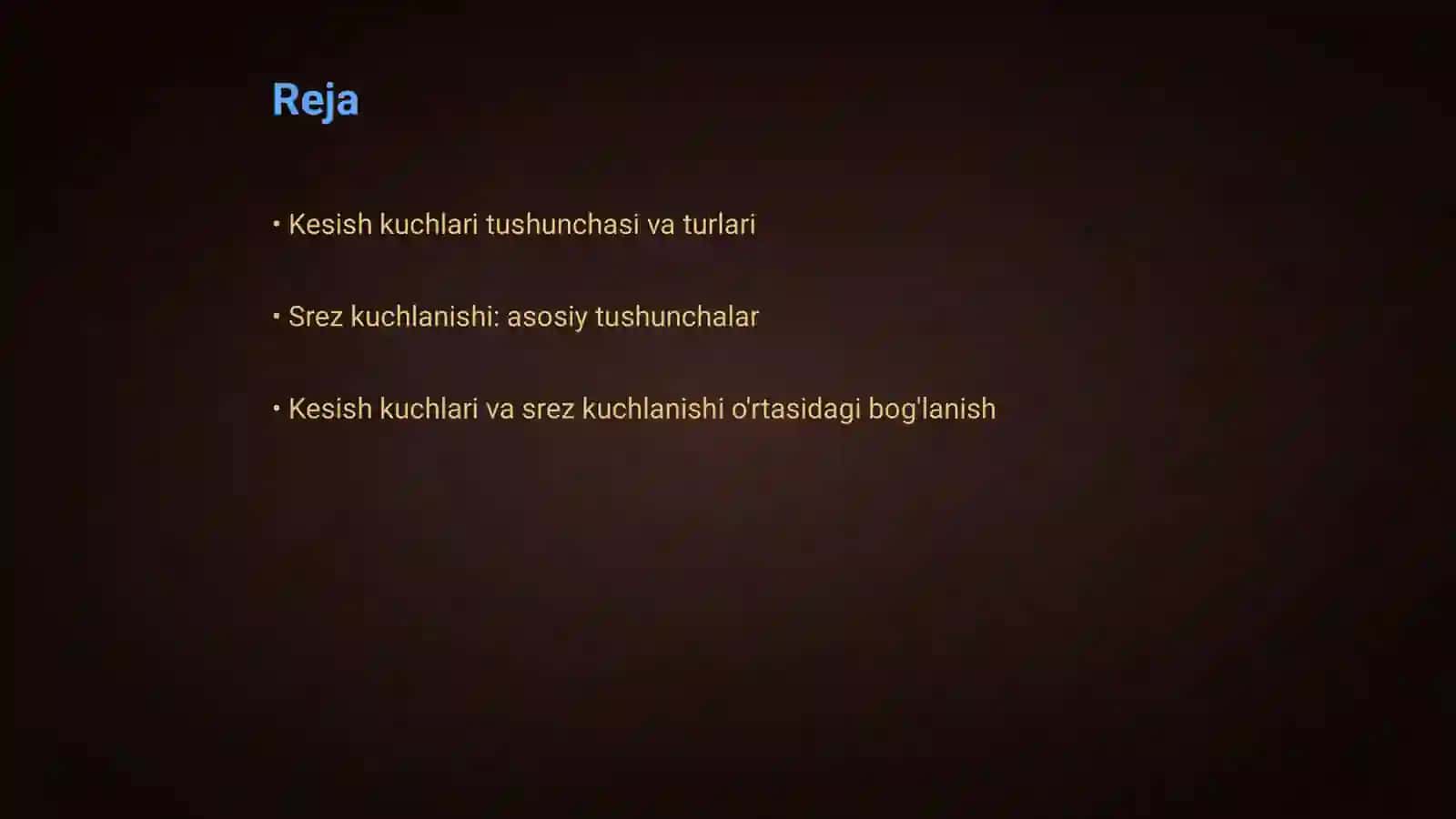 Kesish kuchlari va srez kuchlanishi tahlili 2