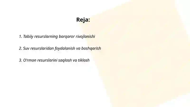 Tabiiy resurslardan oqilona foydalanish va ularning barqarorligi 2