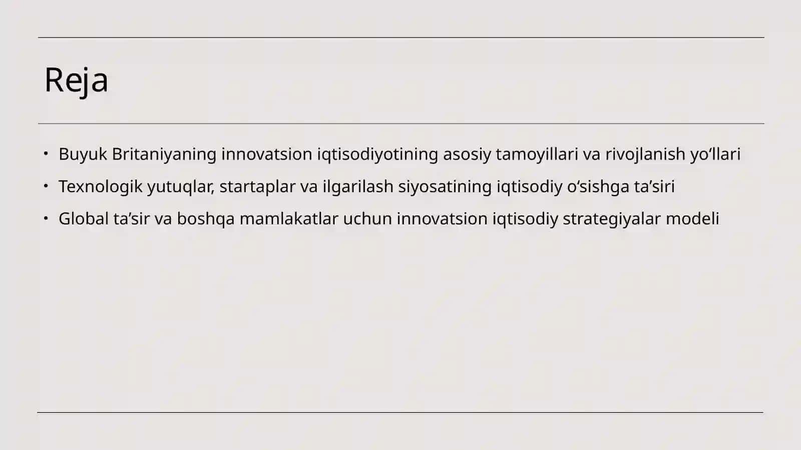 Buyuk Britaniyaning innovatsion iqtisodiyotining asosiy tamoyillari 2